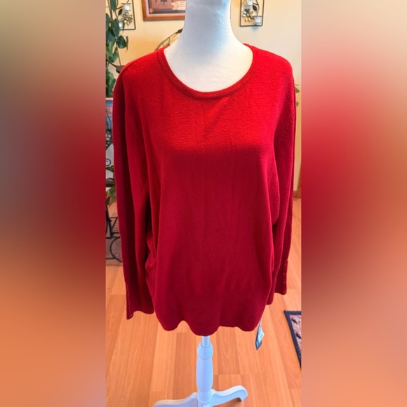 NWT JM Collection Womens XXL Red Long Sleeve Sweater Buttons On Sleeves Cozy - Picture 1 of 16
